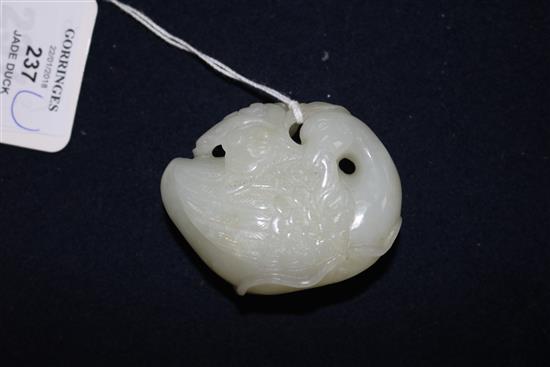 A Chinese jade figure of a duck